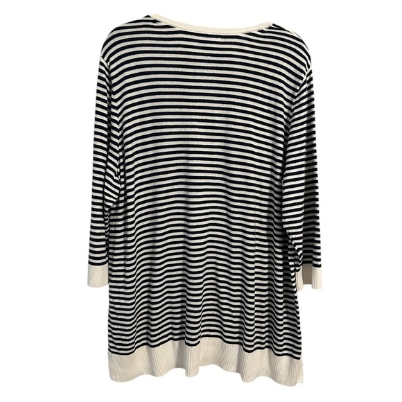 Market & Spruce Leila Split Neck Tassel Pullover Striped Knit 3/4 Sleeve Top 3X - Picture 4 of 7